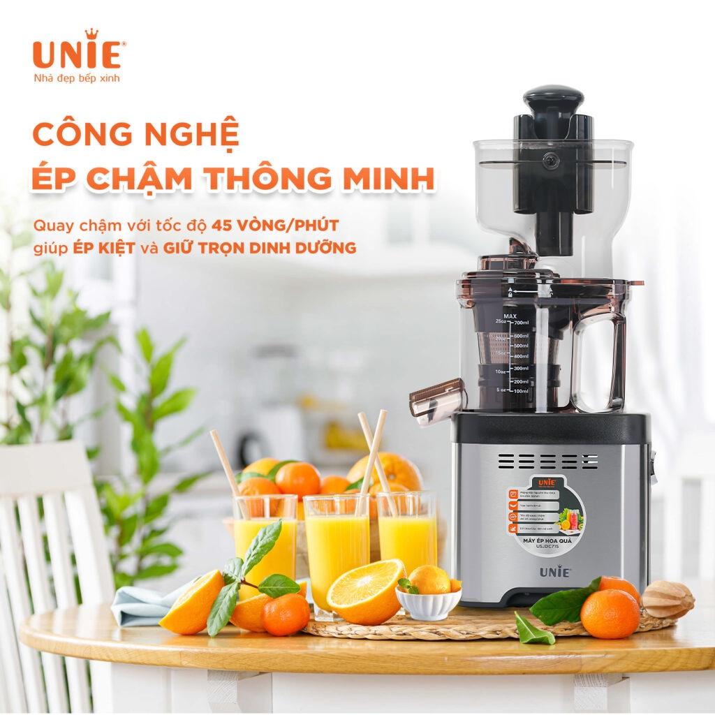 Máy ép chậm UNIE USJDC71S công suất 400W, Ép kiệt bá lọc giữ trọn dinh dưỡng-hàng chính hãng Bảo hành 2 năm