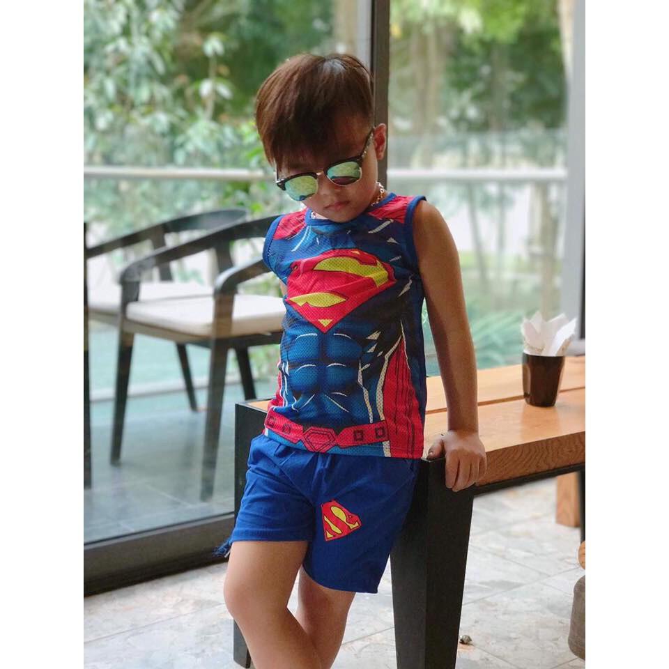 Bộ bé trai siêu nhân thun cotton xinh mát mùa hè hàng vnxk