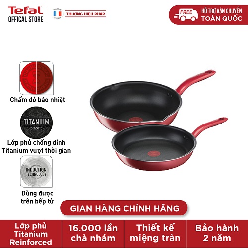 Bộ 2 chảo chống dính đáy từ Tefal So Chef dùng cho mọi loại bếp (chảo 24cm, 28cm) - Hàng chính hãng