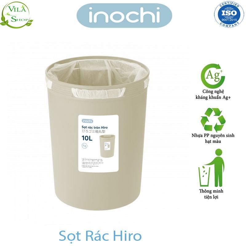 Thùng Đựng Rác, Giỏ Rác - Sọt Rác Tròn Hiro 5L-10L-15L Inochi Có Cài Túi Rác Đa Năng Tiện Lợi