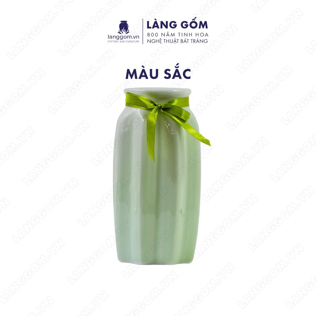 Bình hoa, lọ hoa Gốm sứ Bát Tràng cao cấp Men ngọc bát giác dùng làm quà tặng, trang trí - Làng Gốm Bát Tràng