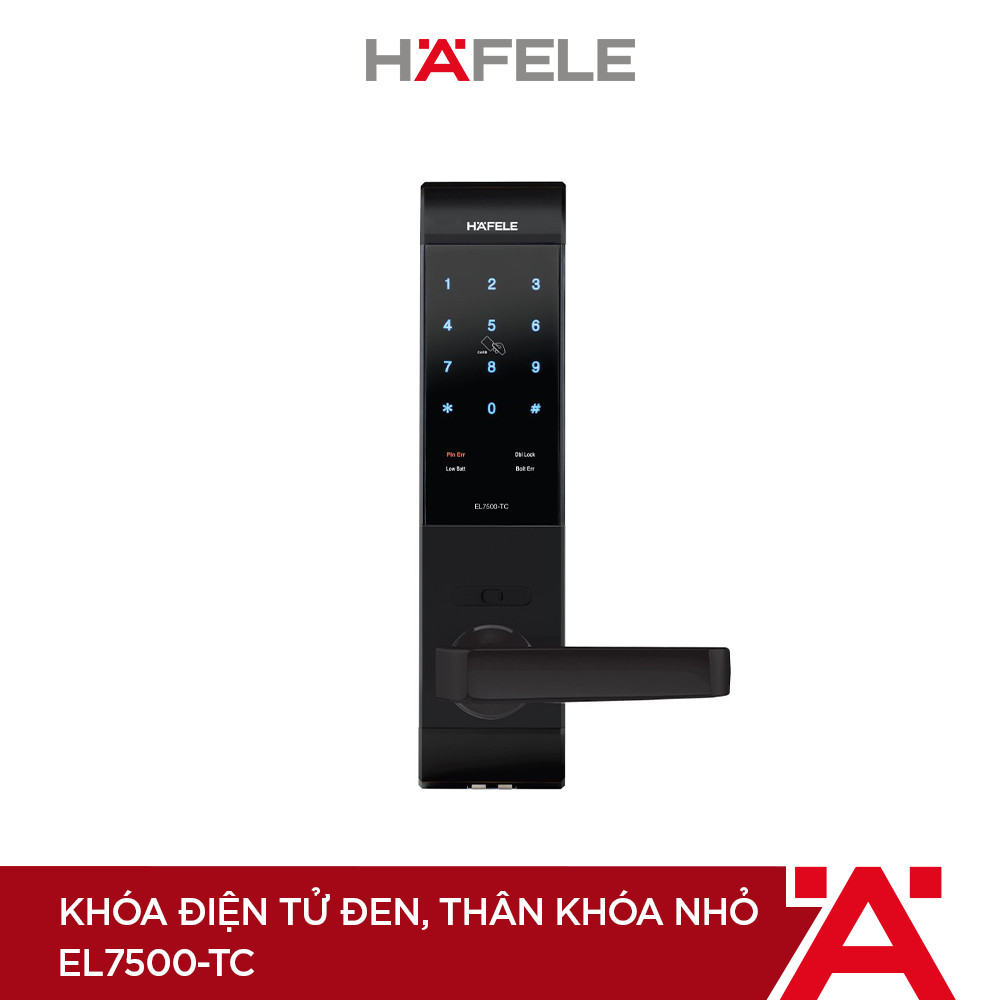 Khóa điện tử Hafele EL7500-TC/ 912.05.682 màu đen thân khóa nhỏ - 912.05.682 Xuất xứ Hàn Quốc (Hàng chính hãng)