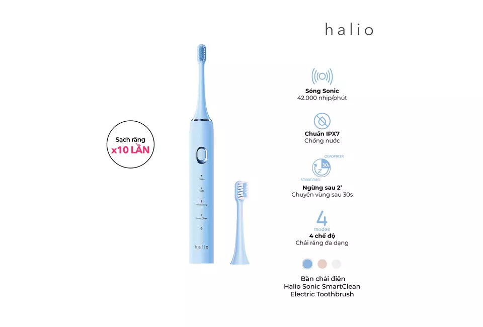 Combo 2 Bàn chải điện Halio Sonic SmartClean Electronic Toothbrush