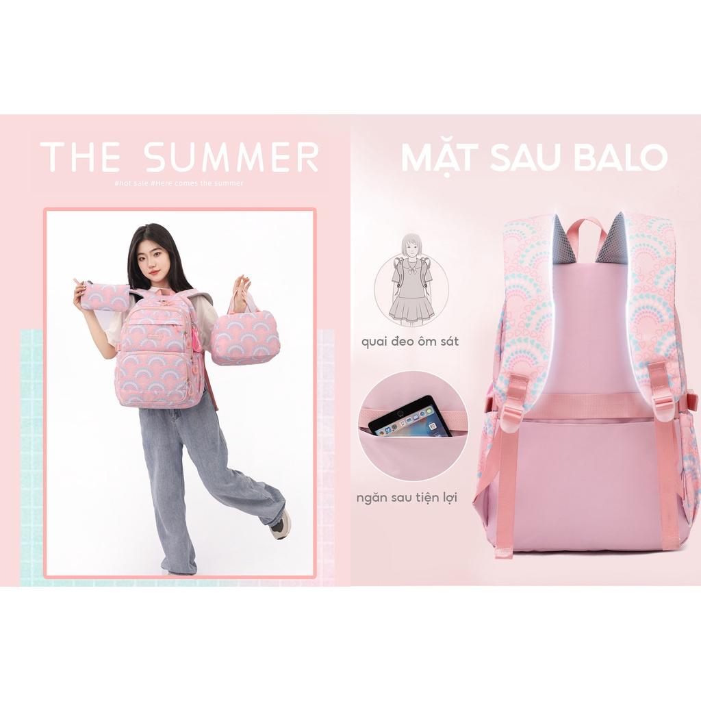 Balo học sinh sinh viên nữ đi học cấp 2 3 màu pastel thời trang ulzzang hàn quốc vải chống nước đựng vừa laptop 9527