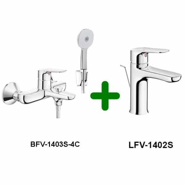 Combo Sen tắm thường + Vòi chậu INAX LFV-1402S+1403S-4C - Vật liệu xây dựng Big H