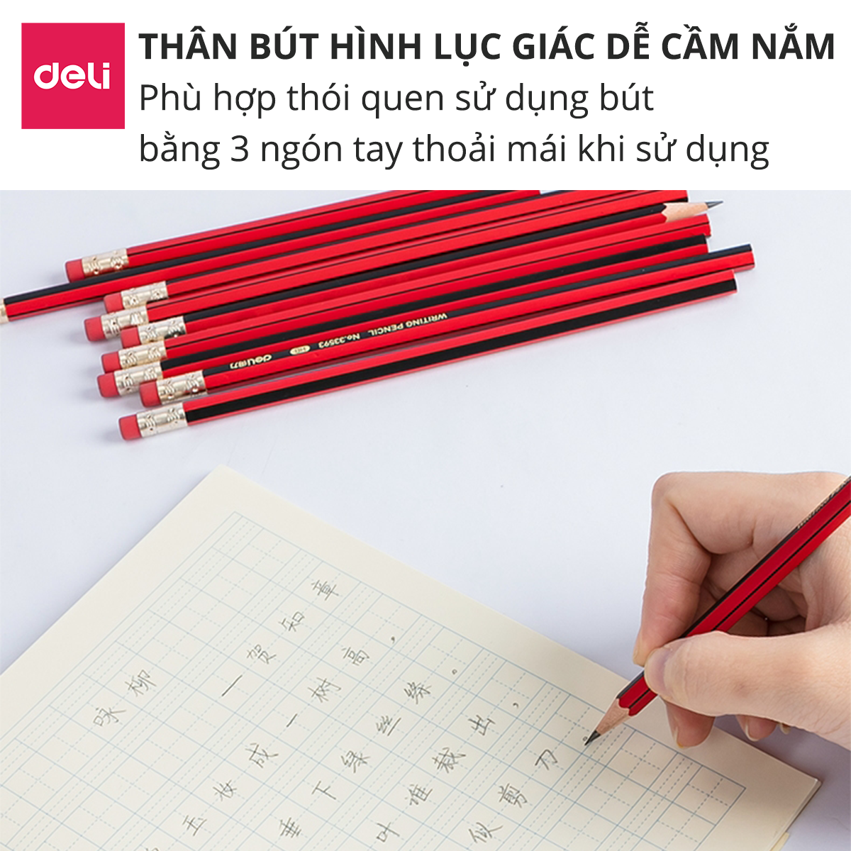 Bộ 5 bút chì gỗ 2B HB Deli - Có bán lẻ 1 chiếc - Nhiều loại mẫu mã màu sắc - Phù hợp cho học sinh sinh viên tập viết vẽ tranh