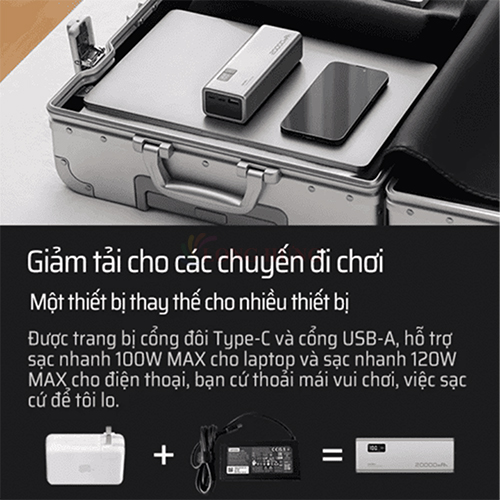 Sạc dự phòng Cuktech Power Bank 15 1USB 2Type-C 150W 20000mAh PB200P - Hàng chính hãng