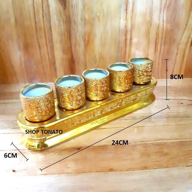 CHUNG BỘ 5 LY THỜ CÚNG KIM SA 094 CAO 8CM