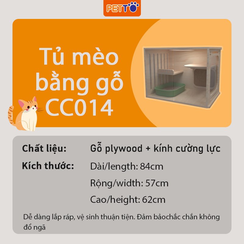 Tủ mèo bằng gỗ nhà mèo HIỆN ĐẠI kết hợp hệ thống ĐÈN LED sang trọng mang lại không gian sống tiện nghi CC014