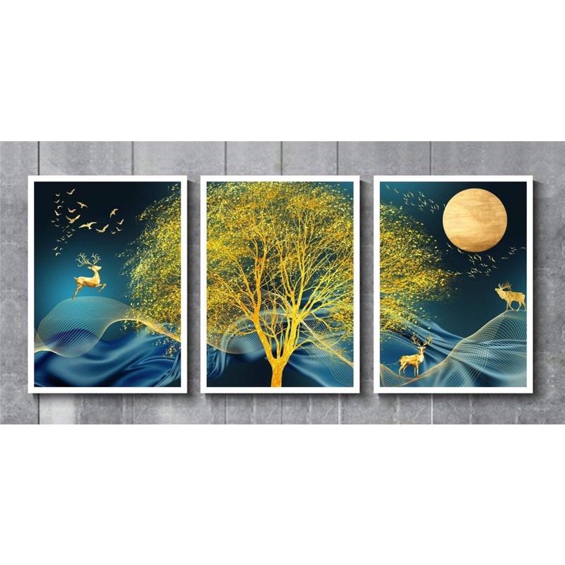 Bộ 3 tranh treo tường, tranh decor, tranh dán tường siêu nhẹ, tranh canvas, sticker có sẵn keo 2 mặt