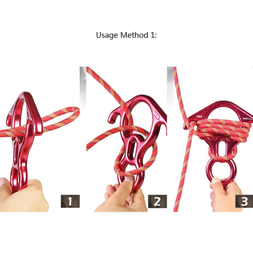 50KN Safety Figure 8 Descender Belay Device + 25KN D-Shape Carabiner Hook for Outdoor Rock Climbing