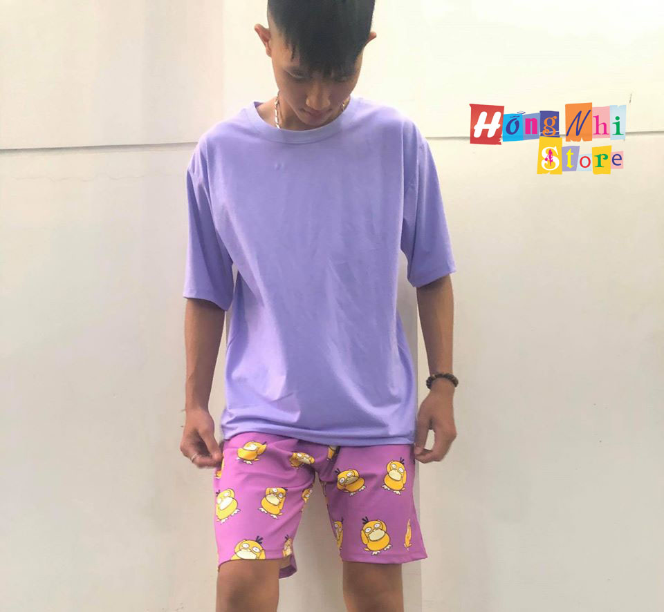 Quần Short Cartoon Unisex Vịt Hồng - Quần Đùi Hoạt Hình Siêu Cute - MM