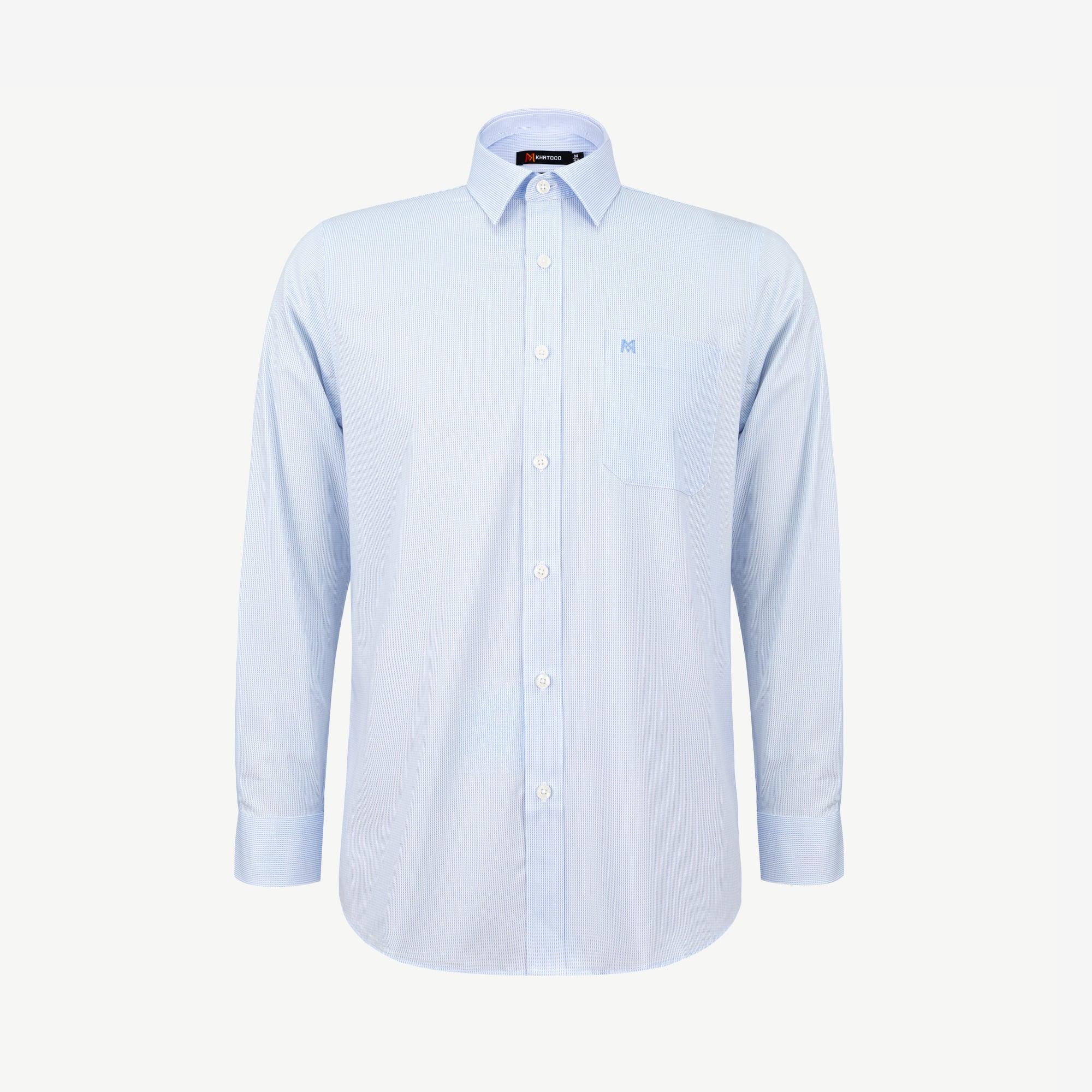 Áo sơ mi nam KHATOCO Tailor Fit dài tay A1MD568T1-CNSC824-2709-D