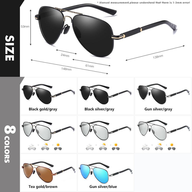 2021 Xu Hướng Mới Chất Lượng Hợp Kim Titan Kính Mát Phân Cực Nam Photochromic Kính Chống Nắng Nữ Phi Công Gương Bóng Oculos De Sol