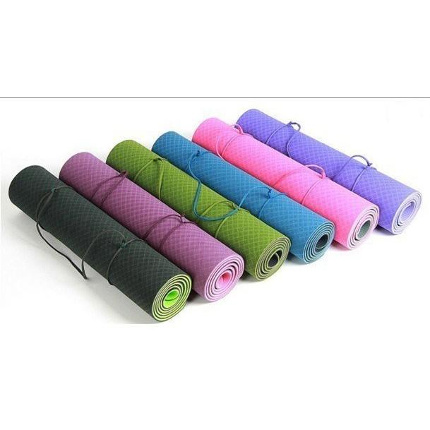 Thảm Tập Yoga TPE 2 Lớp 6mm Siêu Bền, Thảm Yoga Hàng Cao Cấp Chuyên Dùng Cho Phòng Tập Y11