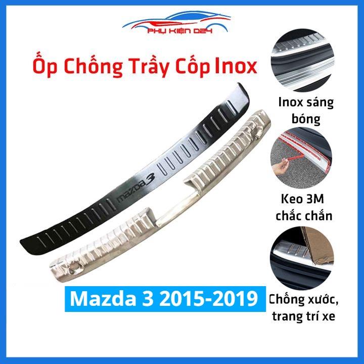 Ốp chống trầy cốp Mazda 3 2015-2016-2017-2018-2019 Sedan inox sáng bóng bảo vệ xe chống va đập