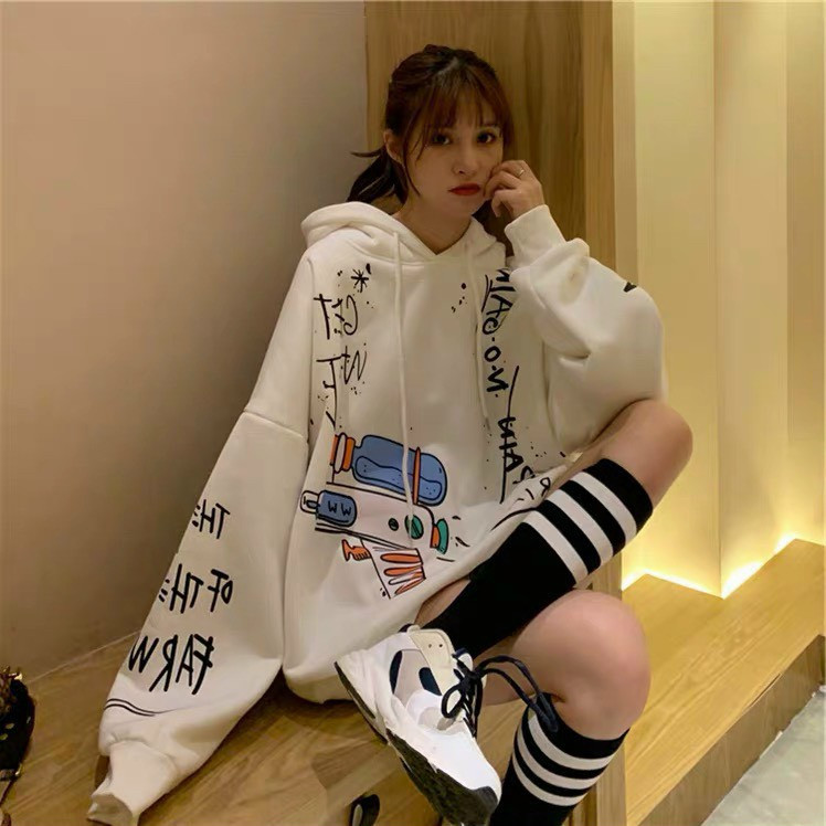 Áo Khoác Hoodie Không Xù lông Dành Cho Nam Cho Nữ Có Mũ Chất Nỉ Form rộng in hình tàu vũ trụ Đôi Unisex