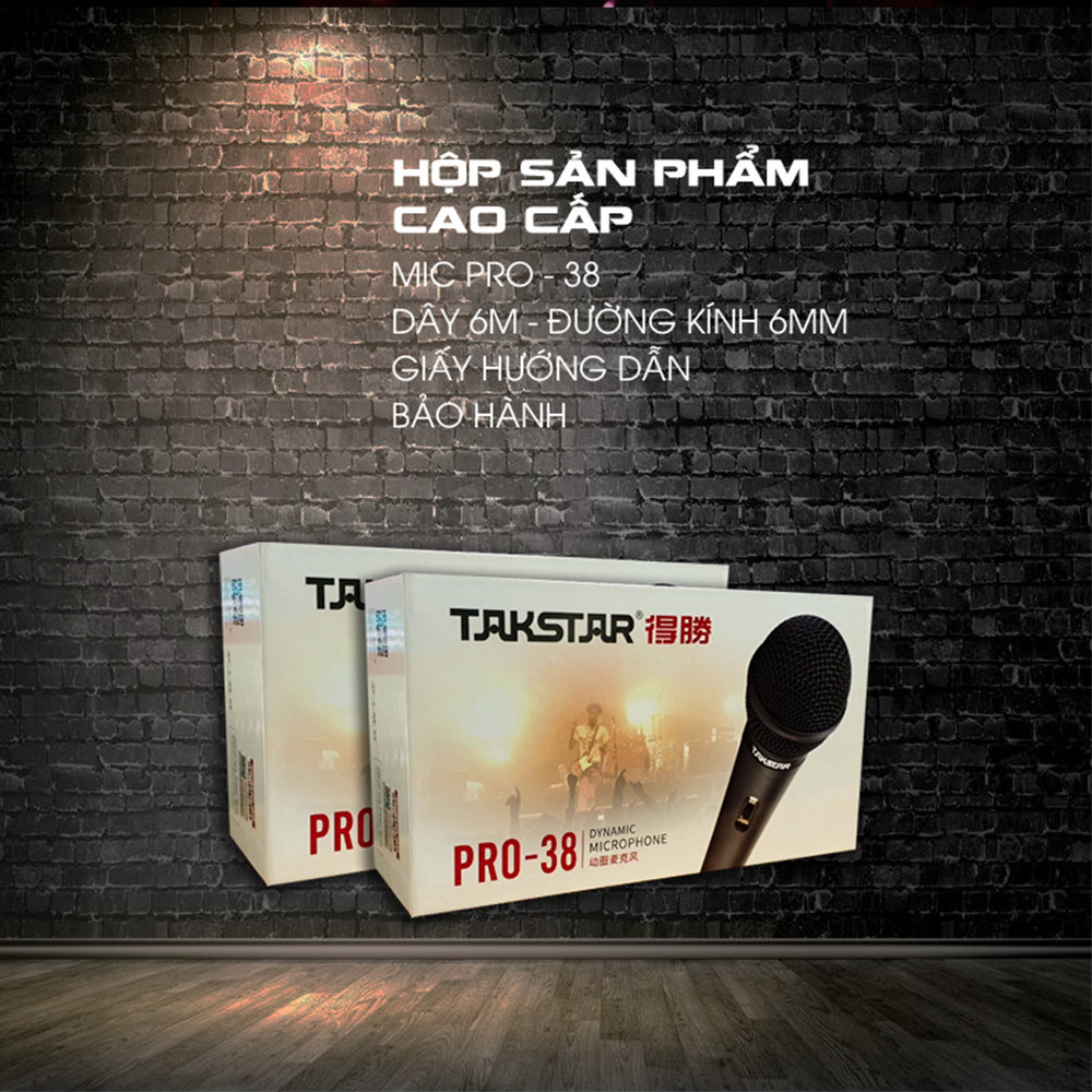 Mic hát karaoke có dây Takstar Pro-38 - HÀNG CHÍNH HÃNG