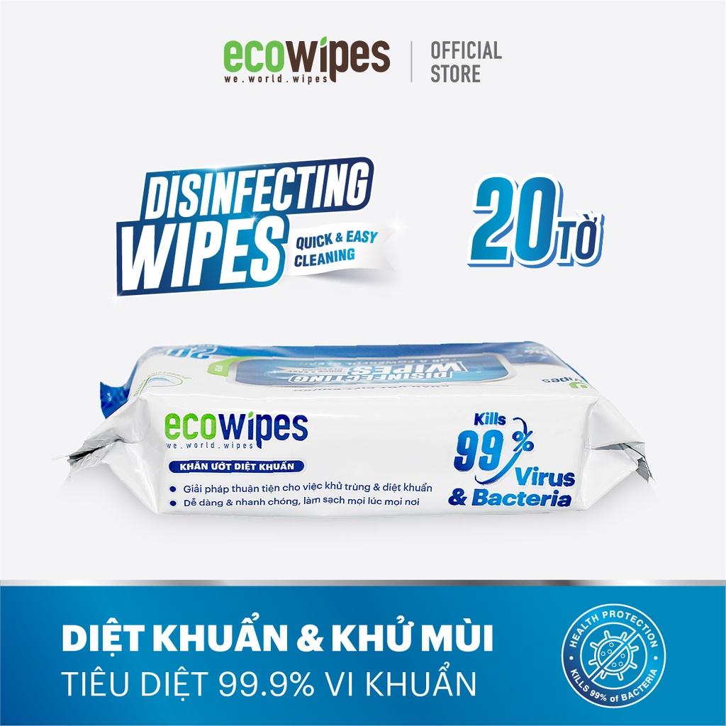 Combo 03 gói khăn giấy ướt diệt khuẩn Disinfecting Wipes gói 20 tờ diệt 99,9% vi khuẩn hương chanh dịu nhẹ không kích ứng da