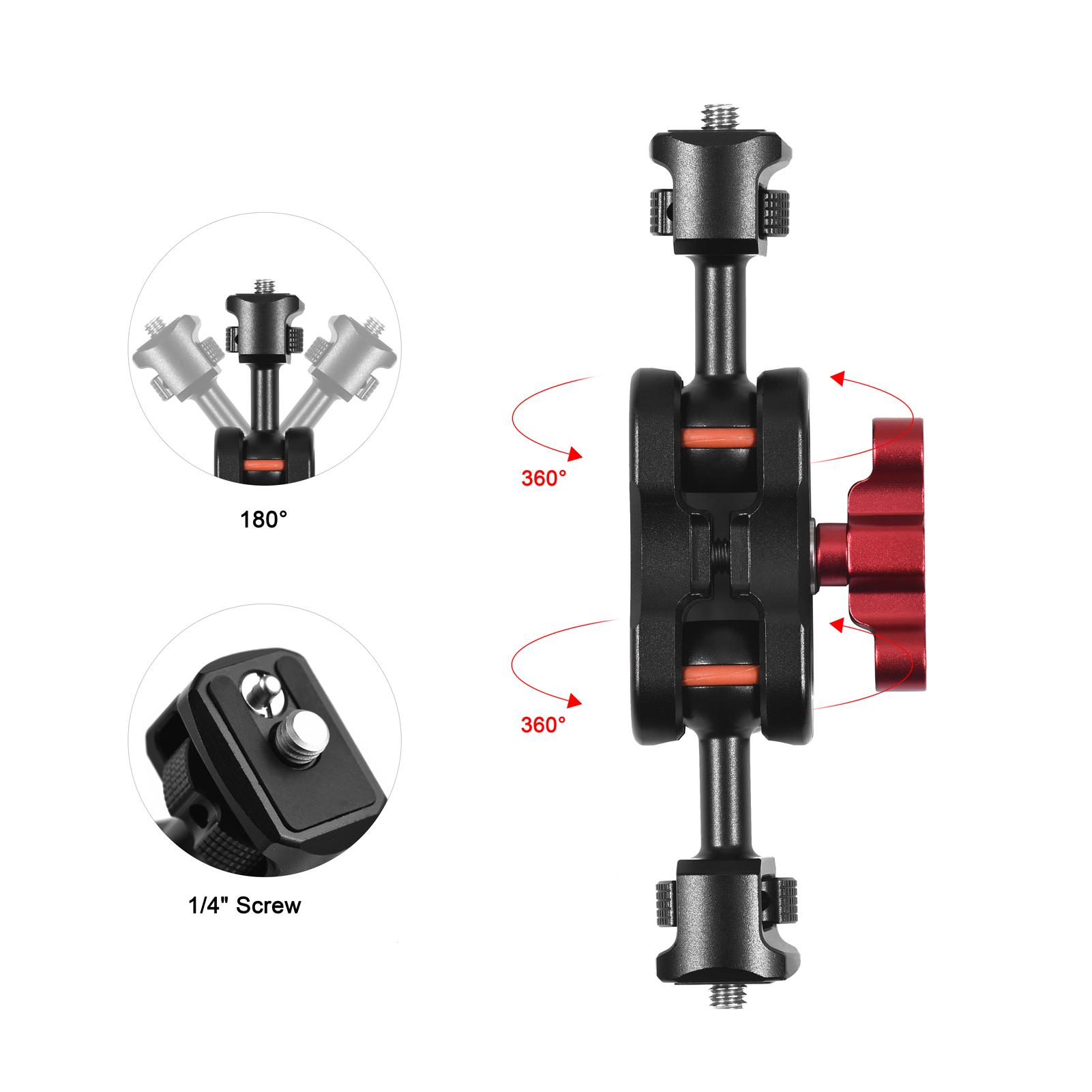 Khớp nối Magic Arm Bộ điều hợp gắn màn hình linh hoạt Hợp kim nhôm với vít kép 1/4 inch Đầu bi đôi xoay 360° cho khung máy ảnh đèn LED giám sát hiện trường