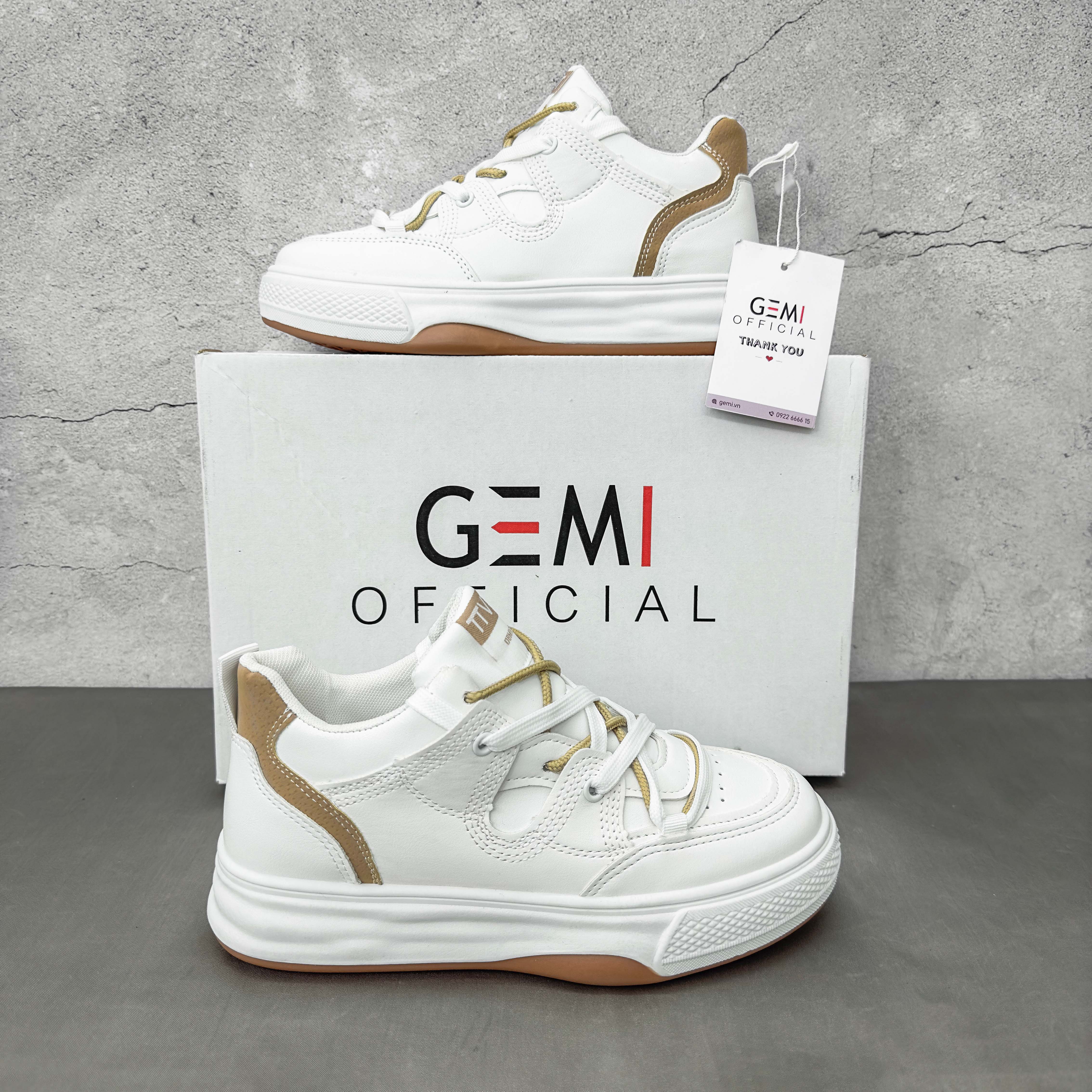 Giày thể thao nữ GEMI - giày ullzzang màu viền đen- viền nâu, phong cách trẻ trung năng động - M7104