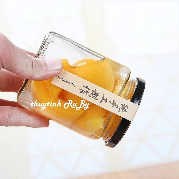 Hũ Lọ thủy tinh Vuông 200ml đựng thực phẩm, Hủ đựng mật ong, Lọ gia vị thủy tinh đựng bột nghệ