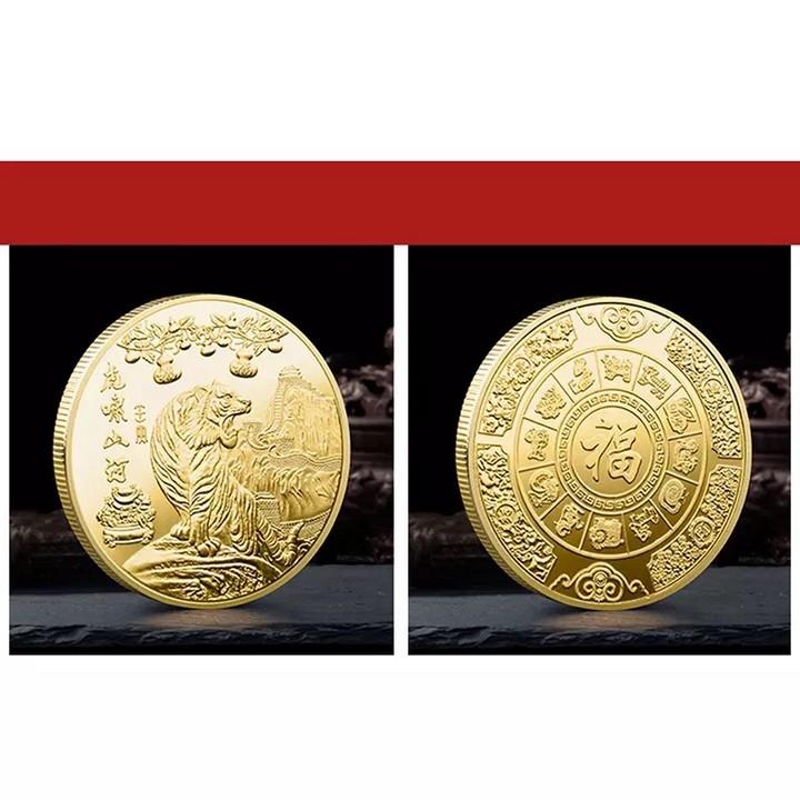 Xu Hình Con Hổ Gầm Của Hongkong, Dùng trưng bày trong nhà, trên bàn sách, bàn làm việc, làm quà tặng độc lạ ý nghĩa, kích thước 4cm, màu vàng - TMT Collection - SP005341