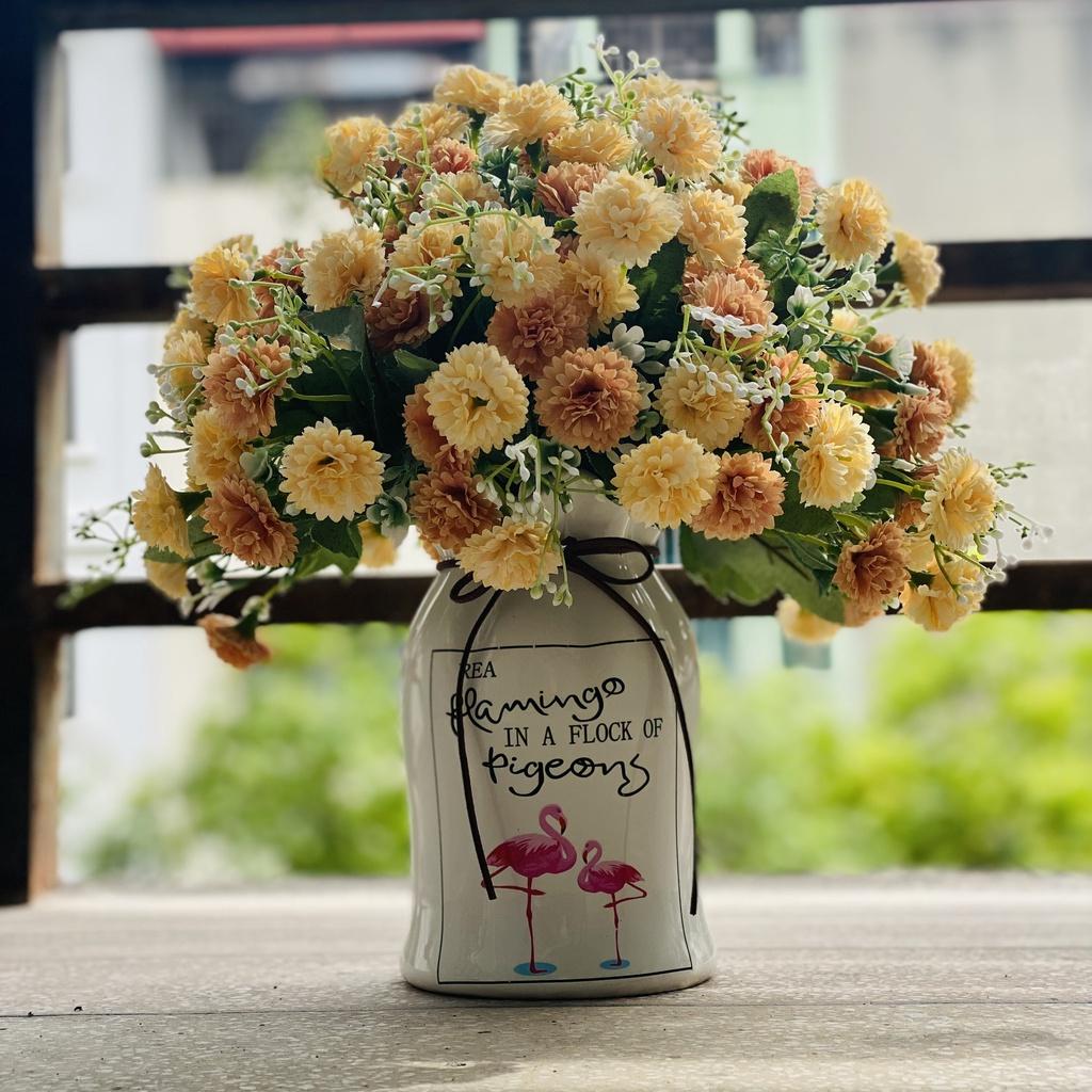 Lọ hoa gốm sứ 18cm hình hồng hạc độc đáo trang trí phong cách Bắc Âu, bình hoa decor Flowermini BH02