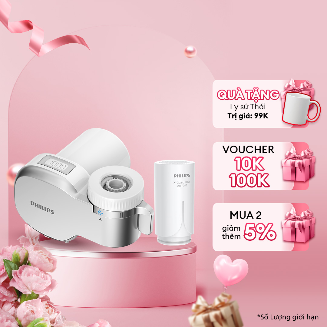 Combo bộ lọc nước tại vòi Philips AWP3705 + 1 lõi AWP315 một năm sử dụng nước sạch (HÀNG CHÍNH HÃNG)