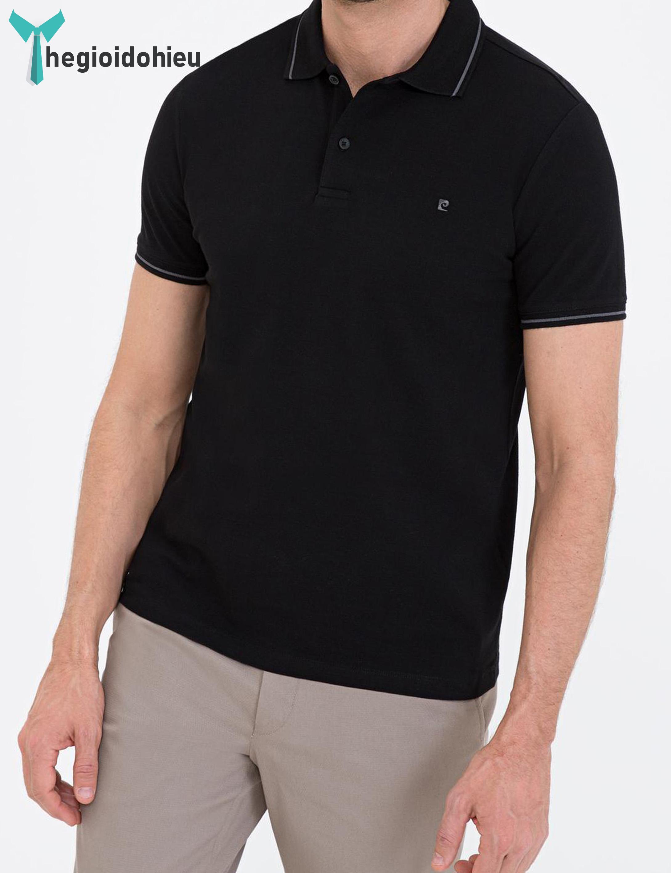 Áo thun nam PierreCardin PCPolo154 (Đen cổ sọc) - Hàng nhập khẩu - Không túi
