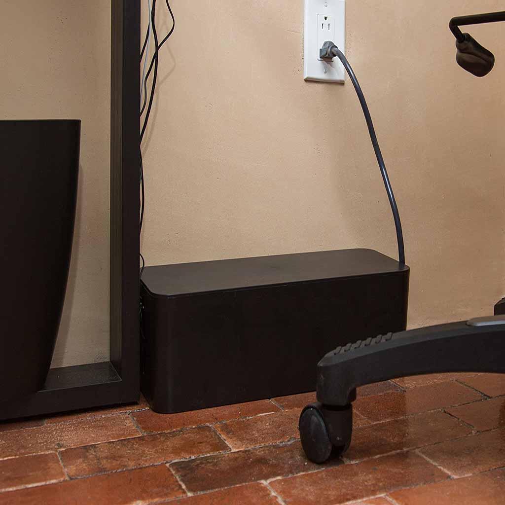 2x Cable Management Box Cable Organizer 16 "Cover Hide Hide Cable Connector Black