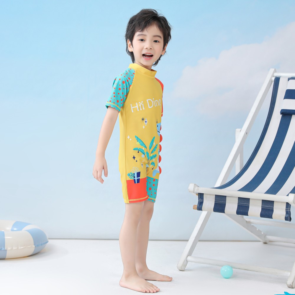 Set đồ bơi liền thân ngắn tay cho bé trai bé gái nhiều họa tiết nhiều màu cao cấp ( kèm nón bơi chống lạnh cho bé )
