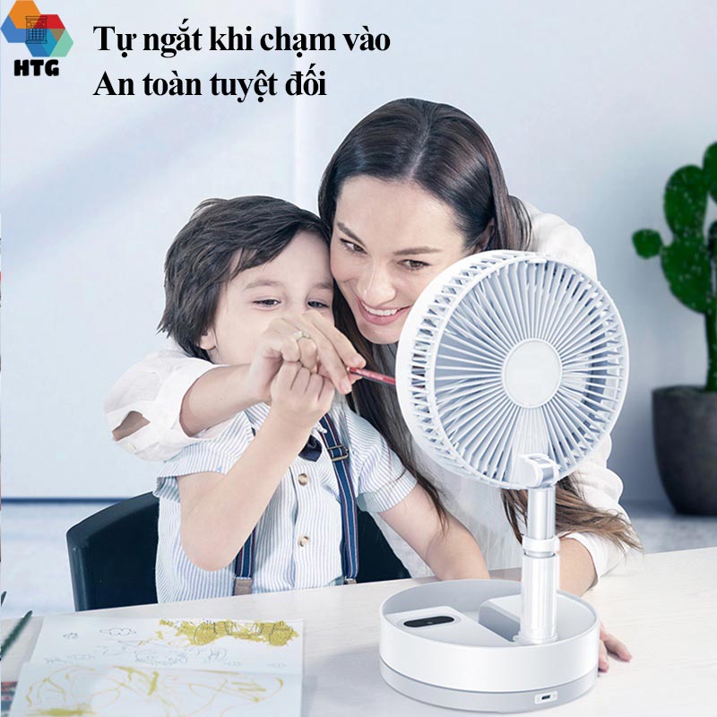 Quạt không dây gấp gọn CYKE P10 tự động xoay, có remote điều khiển, hẹn giờ và kiêm đèn ngủ, 5 cánh, hàng chính hãng