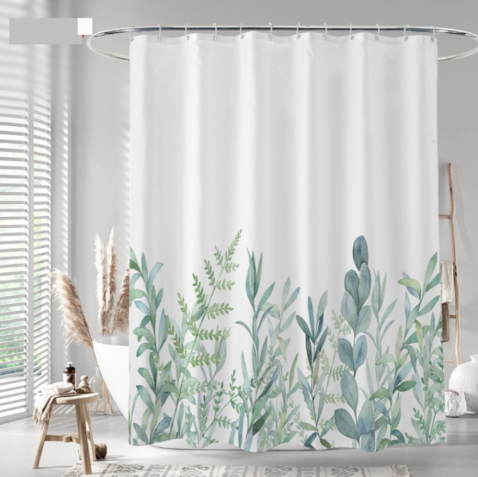 Rèm phòng tắm / Rèm cửa sổ - Bụi lá cây xanh hiện đại ( 180 x 180cm )