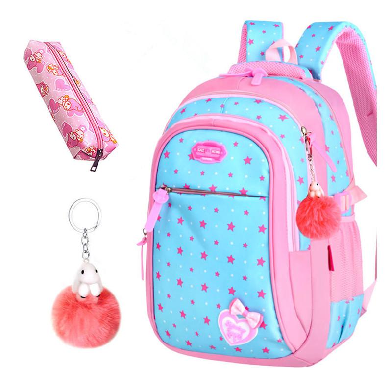 Cô Gái Dễ Thương Trường Túi Trẻ Em Sơ Cấp Ba Lô Ngôi Sao In Hình Công Chúa Schoolbag Dễ Thương Nơ Trẻ Em Bookbags Mochila Escolar