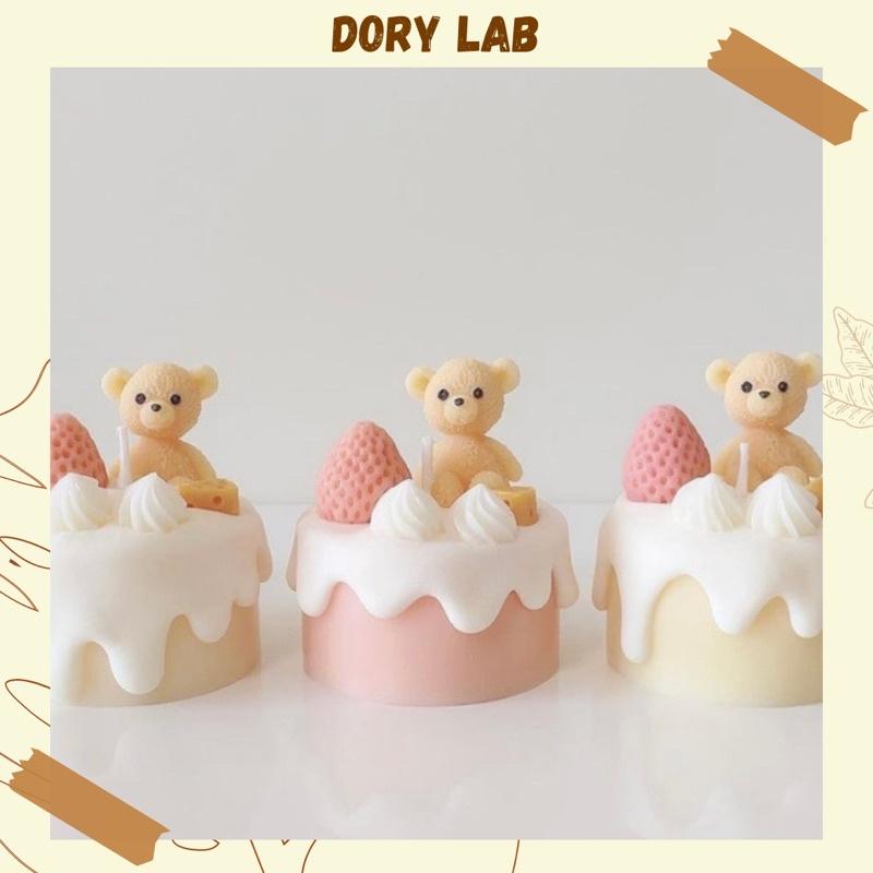 Nến Thơm Handmade Bánh Kem Gấu Con Không Khói, Phụ Kiện Decor, Quà Tặng - Dory Lab