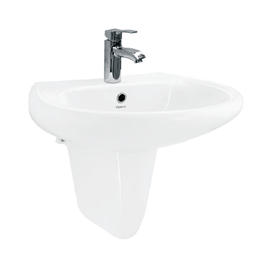 Bộ lavabo treo tường chân ngắn Viglacera VI5 gốm sứ ceramic, lòng chậu sâu, thiết kế sang trọng tiết kiệm không gian tối đa - Hoa Sen Home - Hàng chính hãng