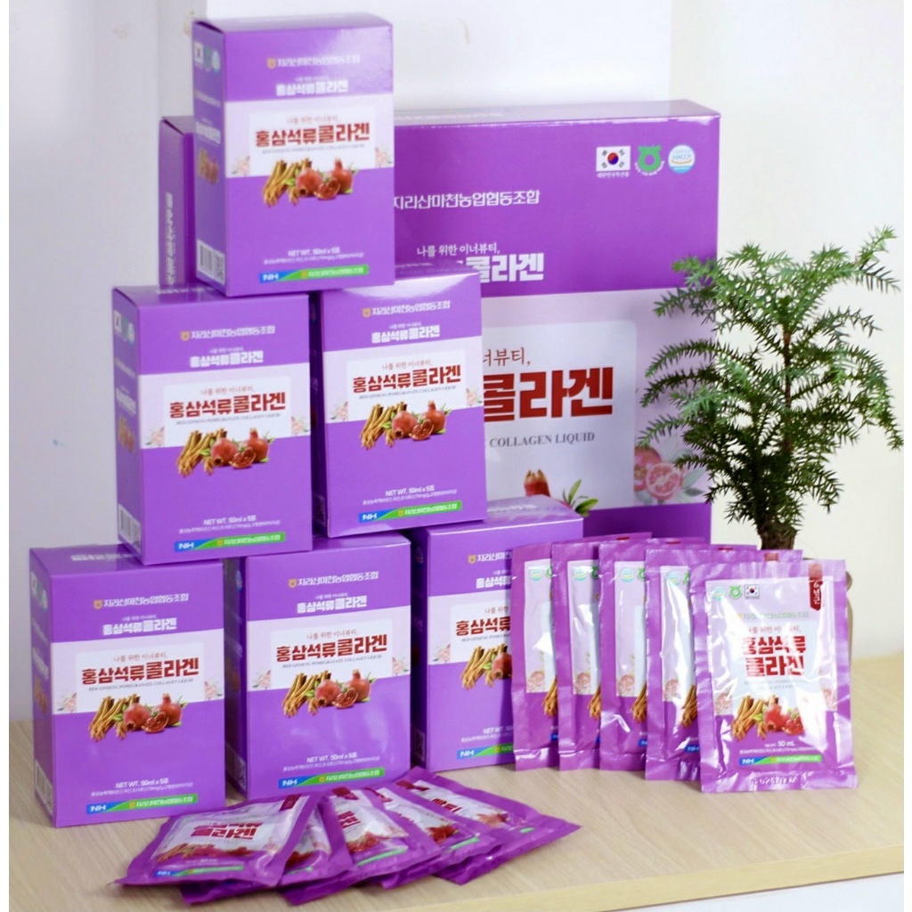 Nước hồng sâm Lựu collagen Hansusam hộp 50ml*30 gói - Vừa bồi bổ sức khỏe vừa dưỡng da