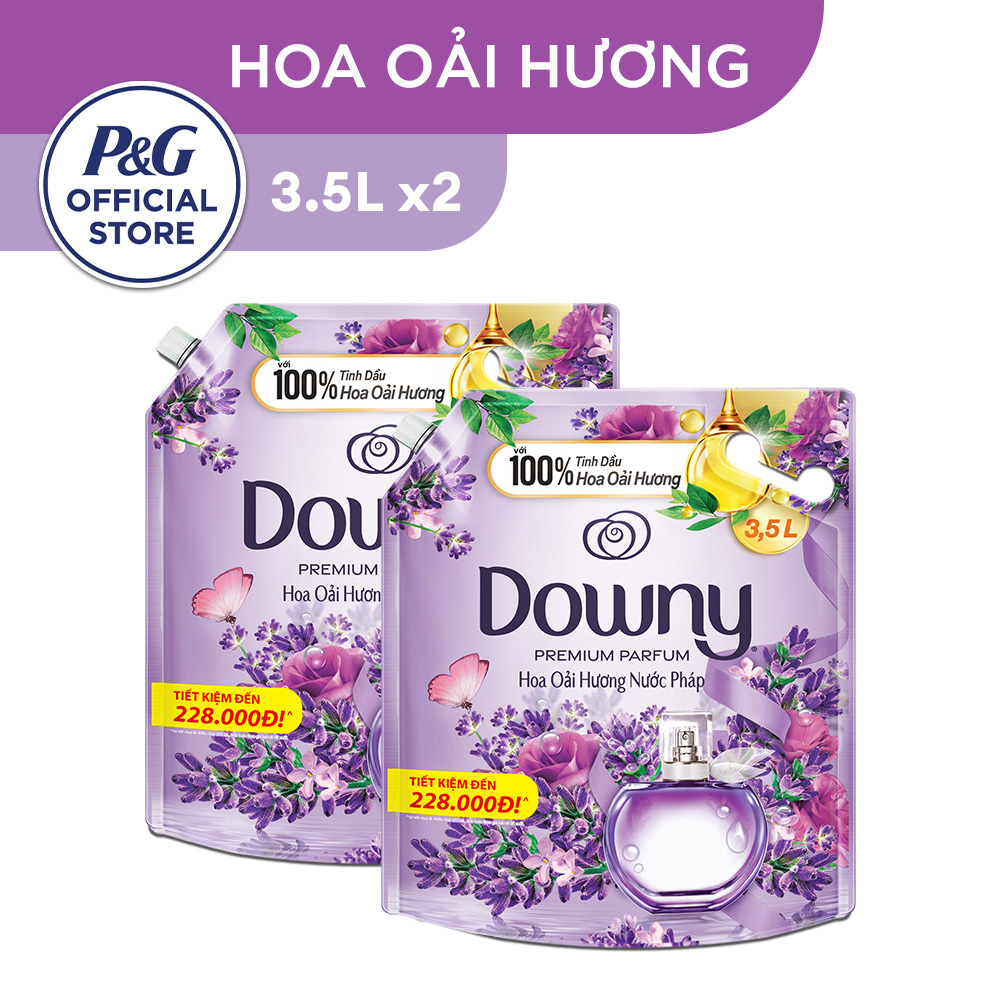 Combo 2 Nước Xả Vải DOWNY Oải Hương/Yêu Thương Thuần Khiết Túi 3.5L x2