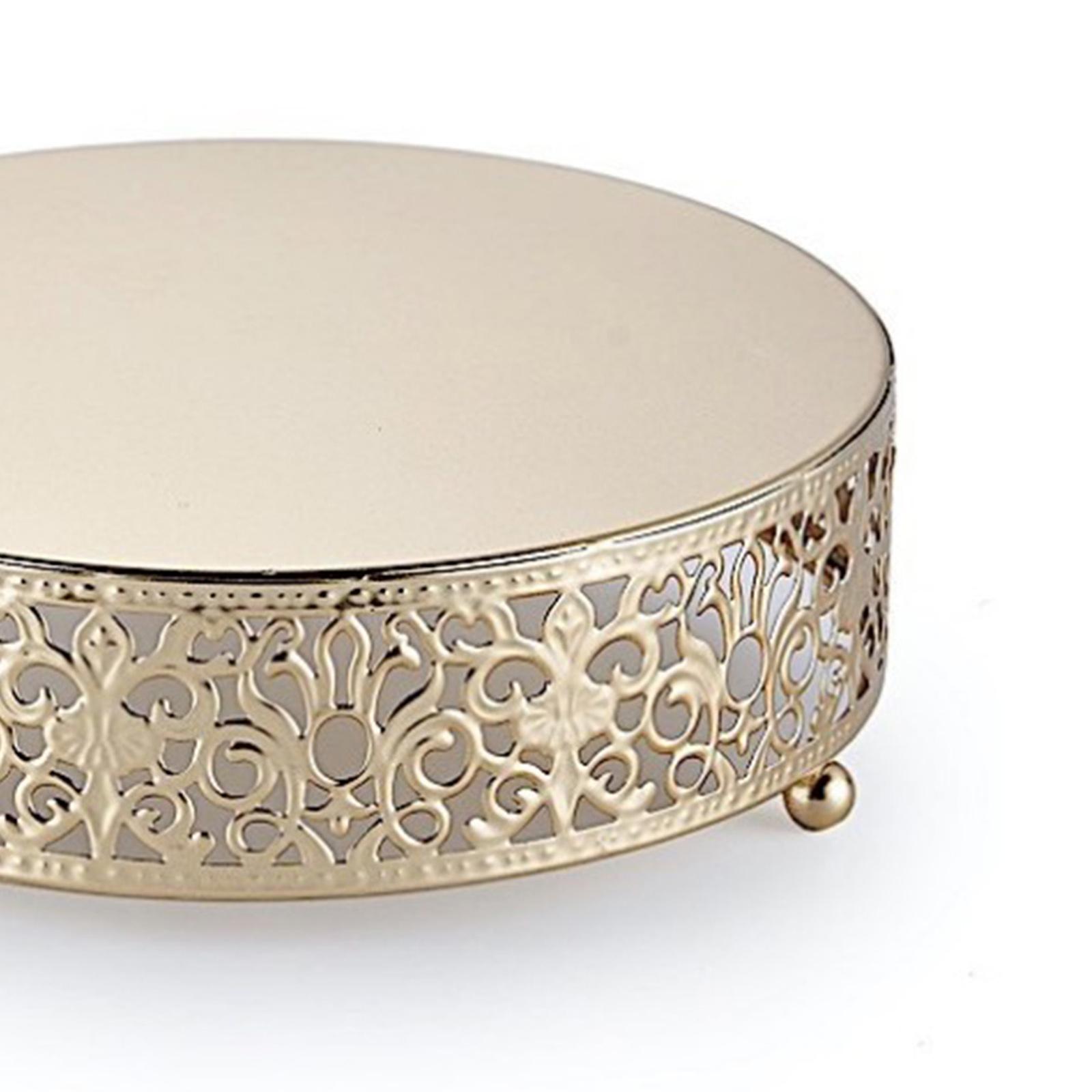 Round Wedding Cake Stand, Dessert Display Stand Glossy Iron Luxury Wedding Dessert Serving Tray for Dessert Cupcake Pastry Candy Display Plate
