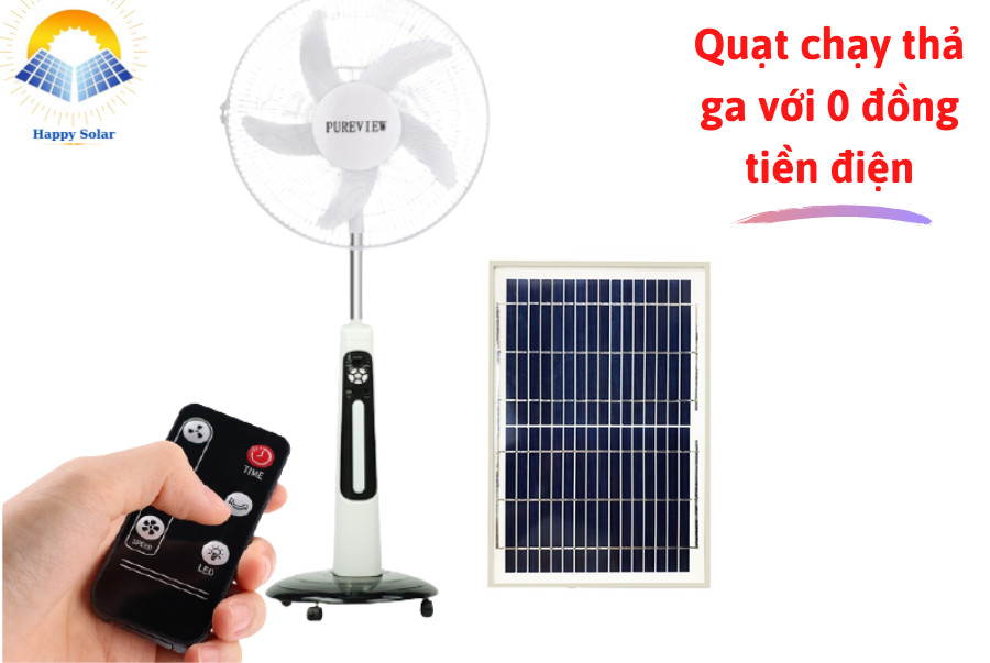 Quạt đứng Năng lượng mặt trời chất lượng cao, công suất lớn, có điều khiển từ xa và pin lithium tích điện