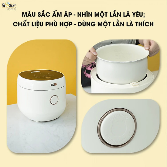 Nồi Cơm Cao Tần, Nồi Cơm Điện Thông Minh Đa Năng BEAR SB-NC30B Nấu Cơm Cực Ngon Dung Tích 3 Lít Công Suất 600 W - Hàng chính hãng