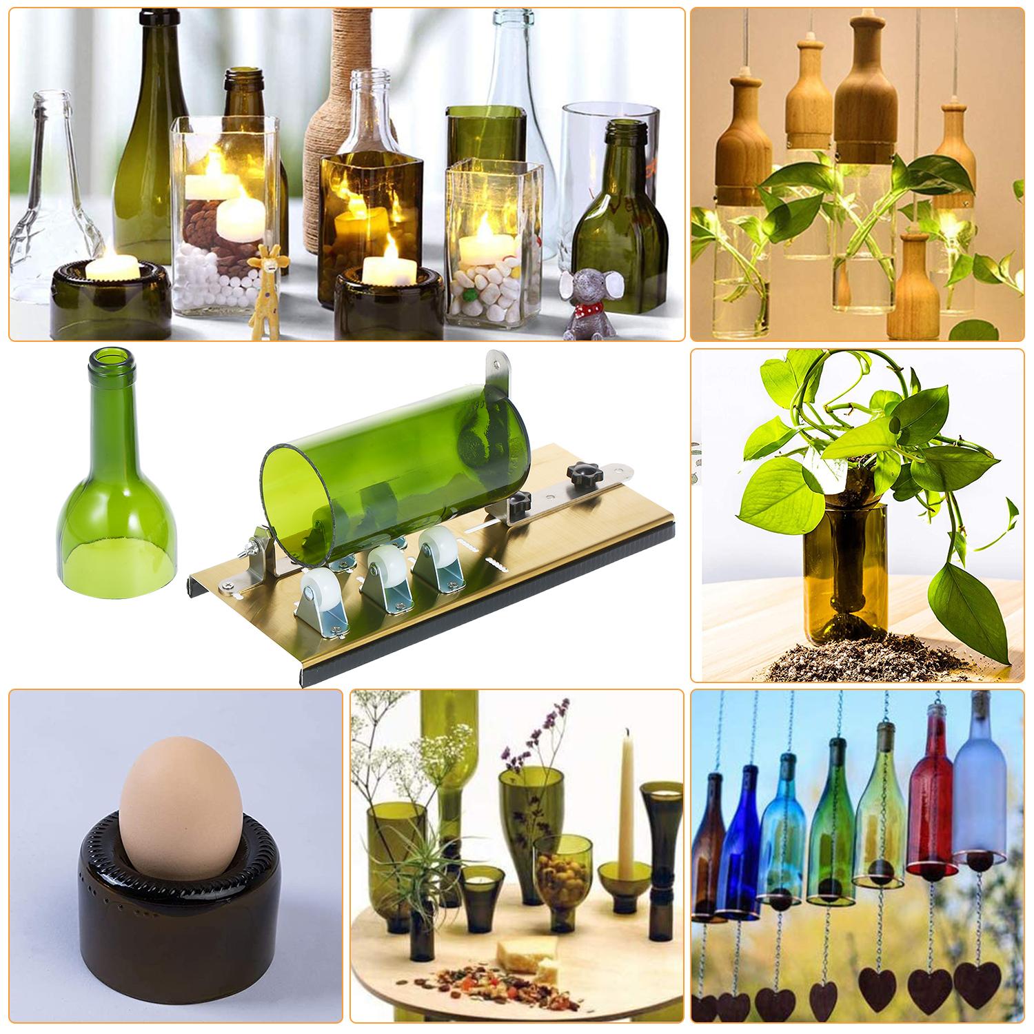 Glass Bottle Cutter Kit Bottle Cutter DIY Machine for Cutting Round Oval Bottles and Mason Jars with Gloves Sanding