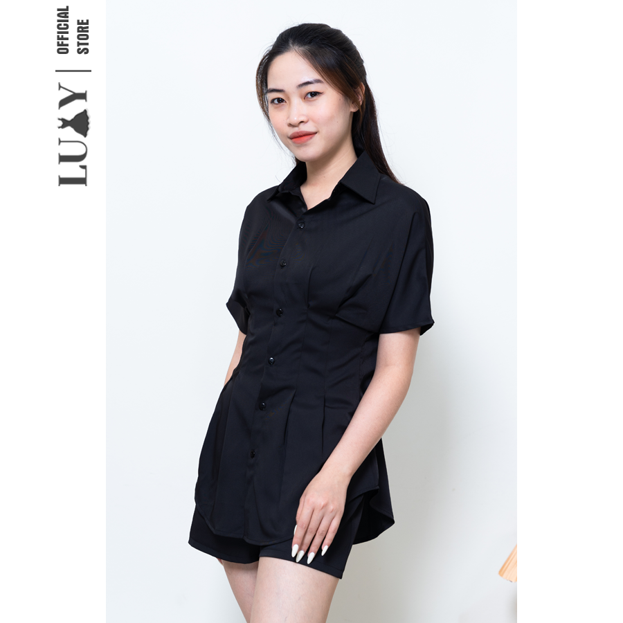 Set sơ mi và quần LUXY V197 dáng giả váy vải lụa hàn đủ size từ 43kg-68kg