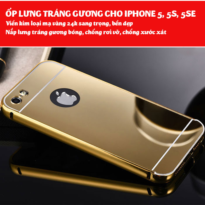 Ốp lưng tráng gương viền kim loại danh cho IPhone 5/IP 6/IP6Pplus/IP7/IP7plus/