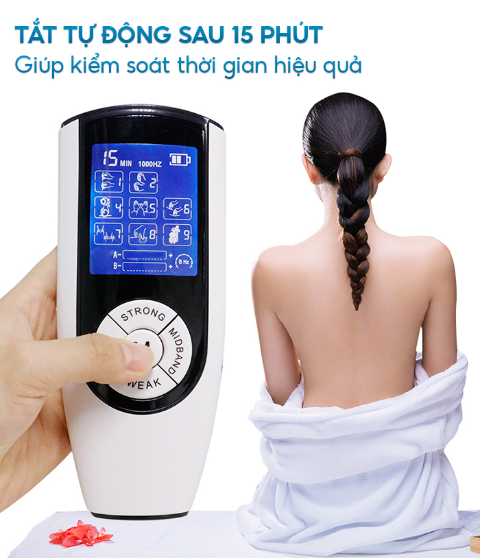 Máy Massage Xung Điện Trị Liệu Nikio NK-103 - 4 Miếng Dán Mát Xa Thư Giãn Giảm Đau Nhức Toàn Thân, 9 Chế Độ, 15 Cường Độ Matxa Tùy Chỉnh - Dòng Cao Cấp Pin Sạc