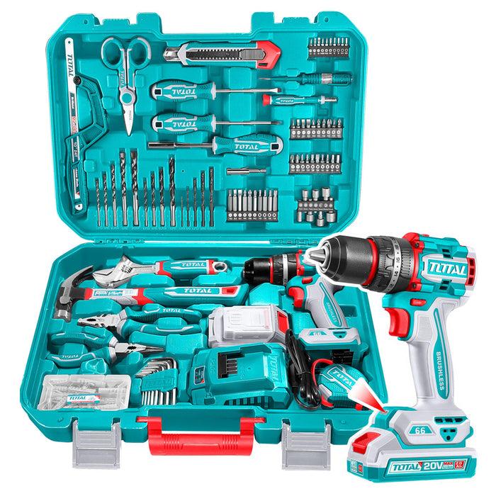 BỘ 165 MÓN BAO GỒM MÁY KHOAN BÚA KHÔNG CHỔI THAN DÙNG PIN 20V TIDLI20668 TOTAL THKTHP11652 - HÀNG CHÍNH HÃNG
