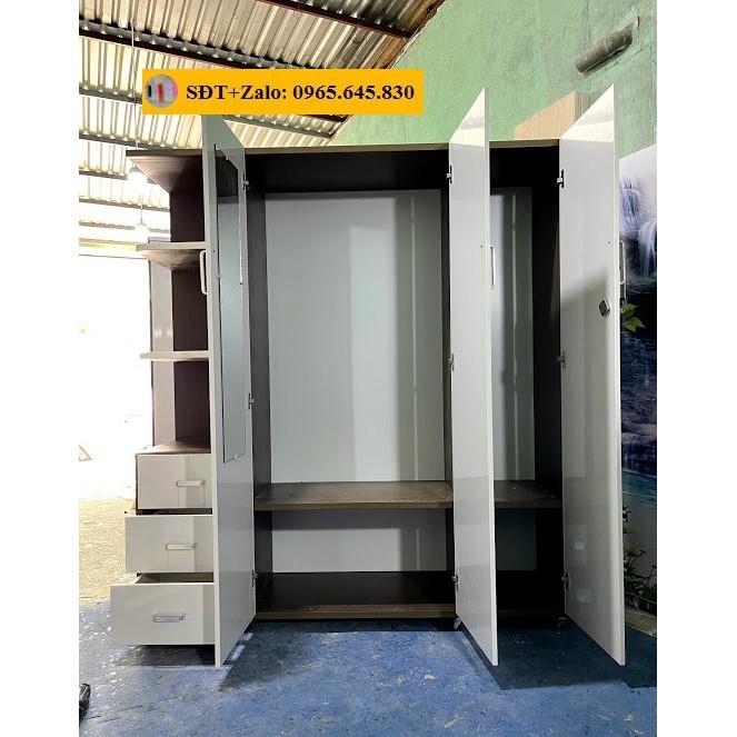 Tủ Nhựa Đài Loan 3 Cánh 1 Kệ Khung Muồng Cánh Trắng 550