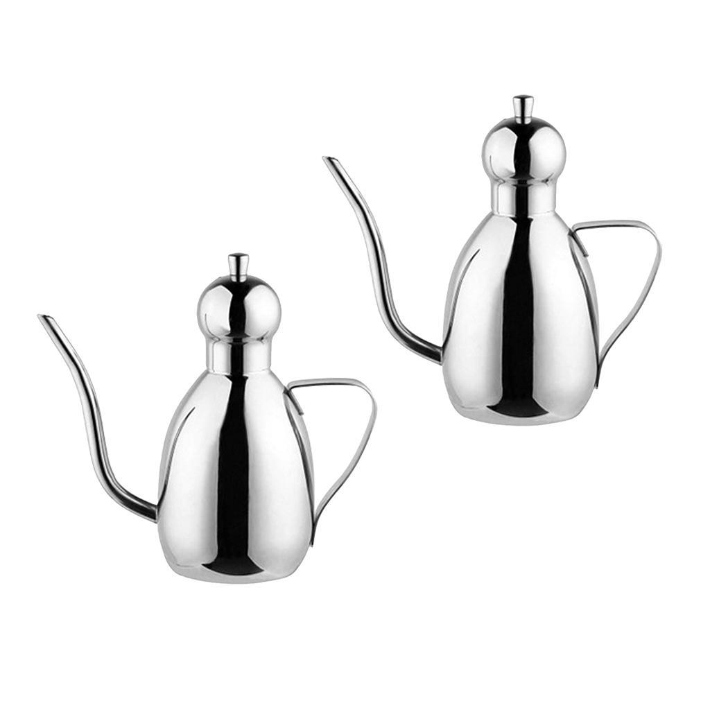 2PCS Stainless Steel 0.6L Olive Oil Drizzler Cruet / Bottle / Dispenser