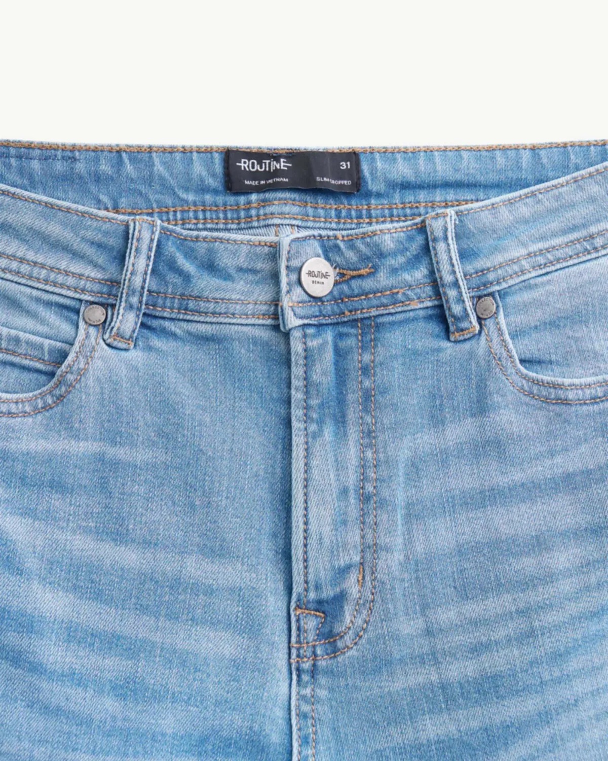 Quần jeans nam ROUTINE màu Xanh nhạt form Slim cropped - 10F24DPA004 | LASTORE MENSWEAR